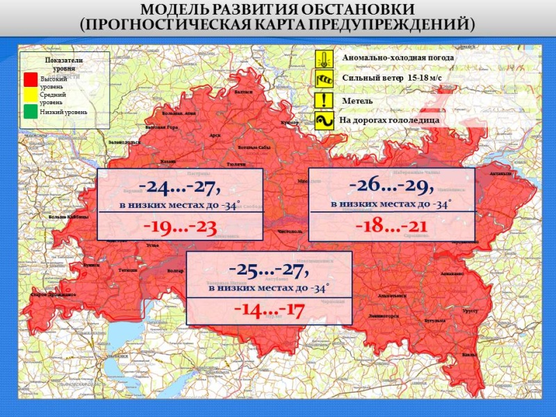 Ежедневный оперативный прогноз возникновения и развития чрезвычайных ситуаций на территории Республики Татарстан на 25.02.2021 г.