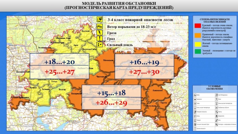 Ежедневный оперативный прогноз возникновения и развития чрезвычайных ситуаций на территории Республики Татарстан на 14.07.2022 г.