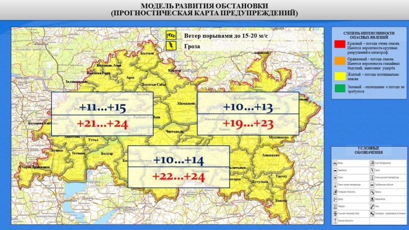 Ежедневный оперативный прогноз возникновения и развития чрезвычайных ситуаций на территории Республики Татарстан на 20.07.2022 г.