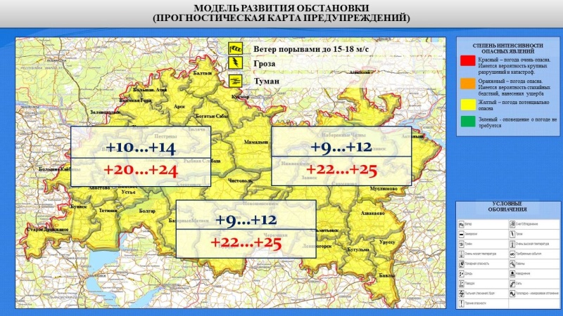 Ежедневный оперативный прогноз возникновения и развития чрезвычайных ситуаций на территории Республики Татарстан на 21.07.2022 г.