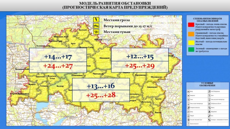 Ежедневный оперативный прогноз возникновения и развития чрезвычайных ситуаций на территории Республики Татарстан на 31.07.2022 г.