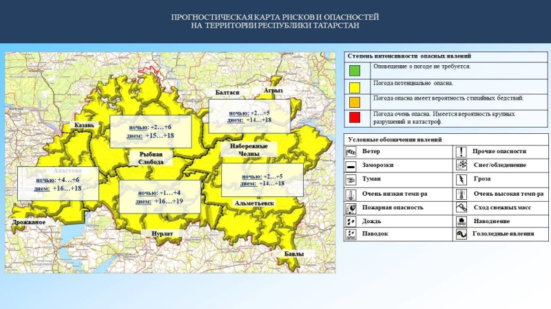 Ежедневный оперативный прогноз возникновения и развития чрезвычайных ситуаций на территории Республики Татарстан на 19.04.2023 г. (активная интернет-ссылка на раздел "Оперативная информация" сайта ГУ МЧС России по РТ обязательна).