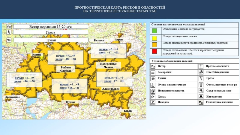 Ежедневный оперативный прогноз возникновения и развития чрезвычайных ситуаций на территории Республики Татарстан на 15.05.2023 г. (активная интернет-ссылка на раздел "Оперативная информация" сайта ГУ МЧС России по РТ обязательна).