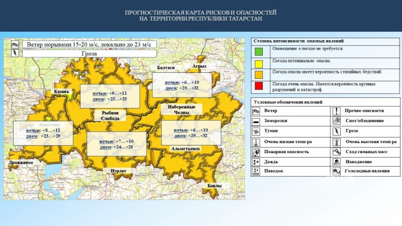 Ежедневный оперативный прогноз возникновения и развития чрезвычайных ситуаций на территории Республики Татарстан на 30.05.2023 г. (активная интернет-ссылка на раздел "Оперативная информация" сайта ГУ МЧС России по РТ обязательна).