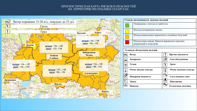 Ежедневный оперативный прогноз возникновения и развития чрезвычайных ситуаций на территории Республики Татарстан на 31.05.2023 г. (активная интернет-ссылка на раздел "Оперативная информация" сайта ГУ МЧС России по РТ обязательна).