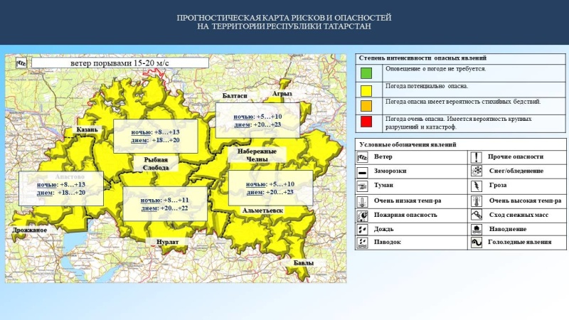 Ежедневный оперативный прогноз возникновения и развития чрезвычайных ситуаций на территории Республики Татарстан на 08.06.2023 г. (активная интернет-ссылка на раздел "Оперативная информация" сайта ГУ МЧС России по РТ обязательна).