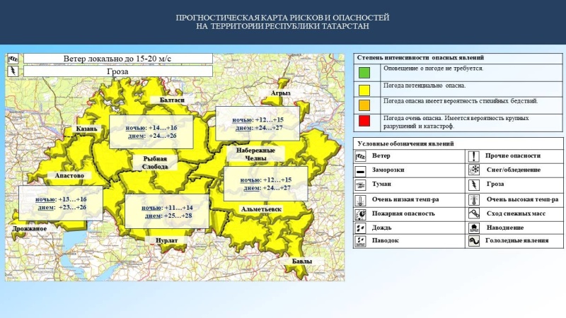 Ежедневный оперативный прогноз возникновения и развития чрезвычайных ситуаций на территории Республики Татарстан на 25.07.2023 г. (активная интернет-ссылка на раздел "Оперативная информация" сайта ГУ МЧС России по РТ обязательна).