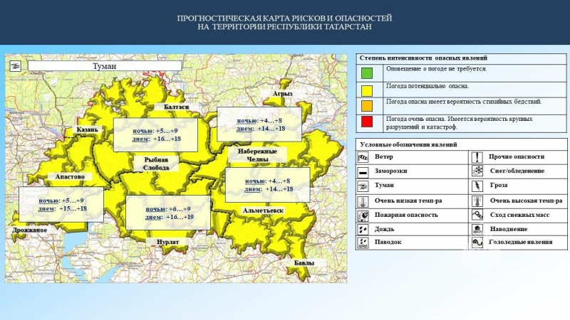 Ежедневный оперативный прогноз возникновения и развития чрезвычайных ситуаций на территории Республики Татарстан на 19.09.2023 г. (активная интернет-ссылка на раздел "Оперативная информация" сайта ГУ МЧС России по РТ обязательна).