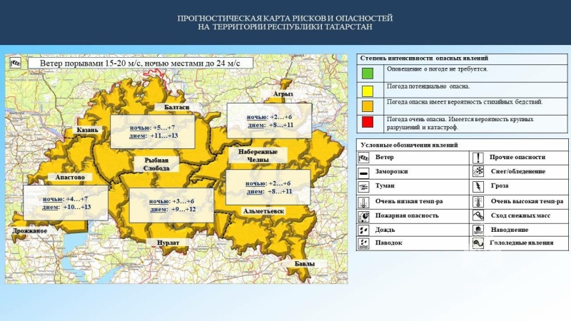Ежедневный оперативный прогноз возникновения и развития чрезвычайных ситуаций на территории Республики Татарстан на 13.10.2023 г. (активная интернет-ссылка на раздел "Оперативная информация" сайта ГУ МЧС России по РТ обязательна).