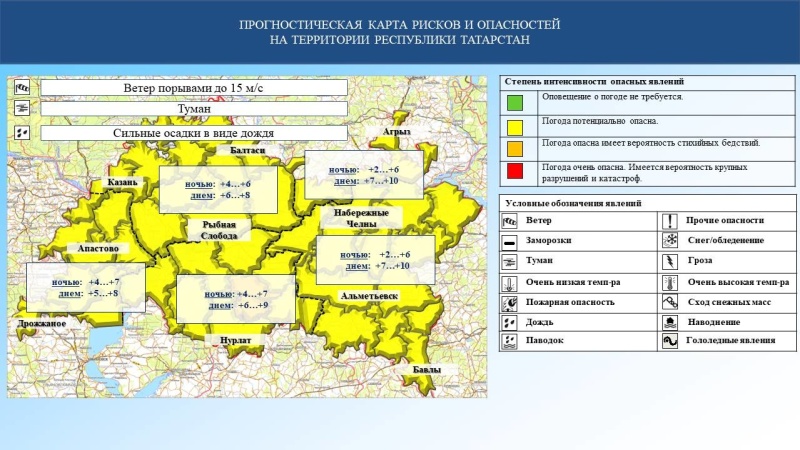 Ежедневный оперативный прогноз возникновения и развития чрезвычайных ситуаций на территории Республики Татарстан на 07.11.2023 г. (активная интернет-ссылка на раздел "Оперативная информация" сайта ГУ МЧС России по РТ обязательна).