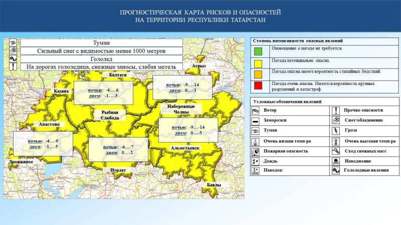 Ежедневный оперативный прогноз возникновения и развития чрезвычайных ситуаций на территории Республики Татарстан на 01.12.2023 г. (активная интернет-ссылка на раздел "Оперативная информация" сайта ГУ МЧС России по РТ обязательна)
