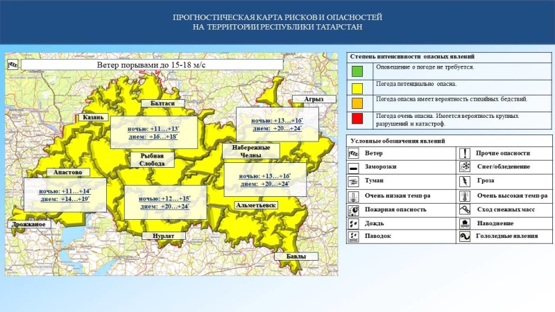 Ежедневный оперативный прогноз возникновения и развития чрезвычайных ситуаций на территории Республики Татарстан на 18.04.2024 г. (активная интернет-ссылка на раздел "Оперативная информация" сайта ГУ МЧС России по РТ обязательна)