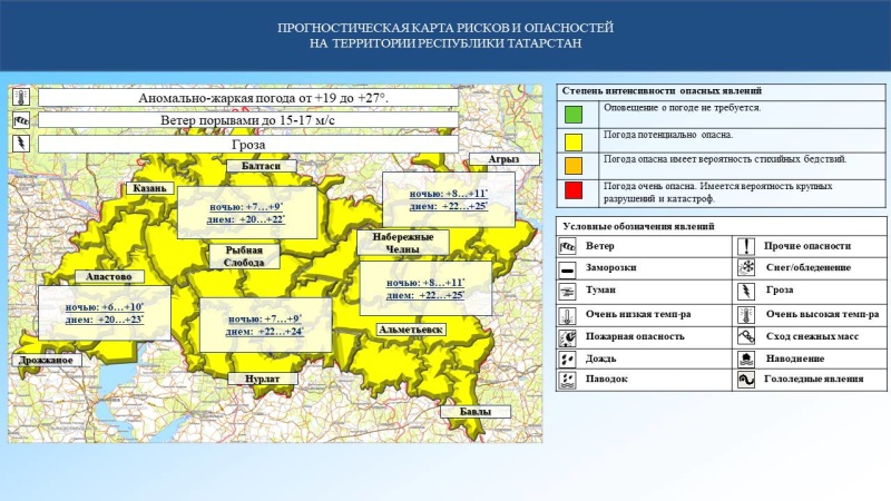 Ежедневный оперативный прогноз возникновения и развития чрезвычайных ситуаций на территории Республики Татарстан на 21.04.2024 г. (активная интернет-ссылка на раздел "Оперативная информация" сайта ГУ МЧС России по РТ обязательна)