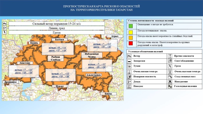 Ежедневный оперативный прогноз возникновения и развития чрезвычайных ситуаций на территории Республики Татарстан на 24.04.2024 г. (активная интернет-ссылка на раздел "Оперативная информация" сайта ГУ МЧС России по РТ обязательна)