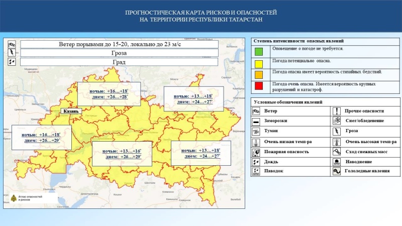 Ежедневный оперативный прогноз возникновения и развития чрезвычайных ситуаций на территории Республики Татарстан на 18.07.2024 г. (активная интернет-ссылка на раздел "Оперативная информация" сайта ГУ МЧС России по РТ обязательна)