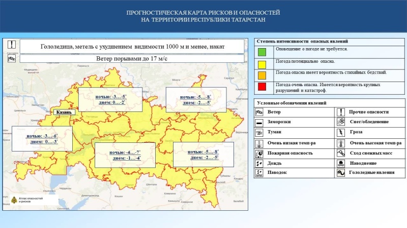 Ежедневный оперативный прогноз возникновения и развития чрезвычайных ситуаций на территории Республики Татарстан на 11.12.2024 г.